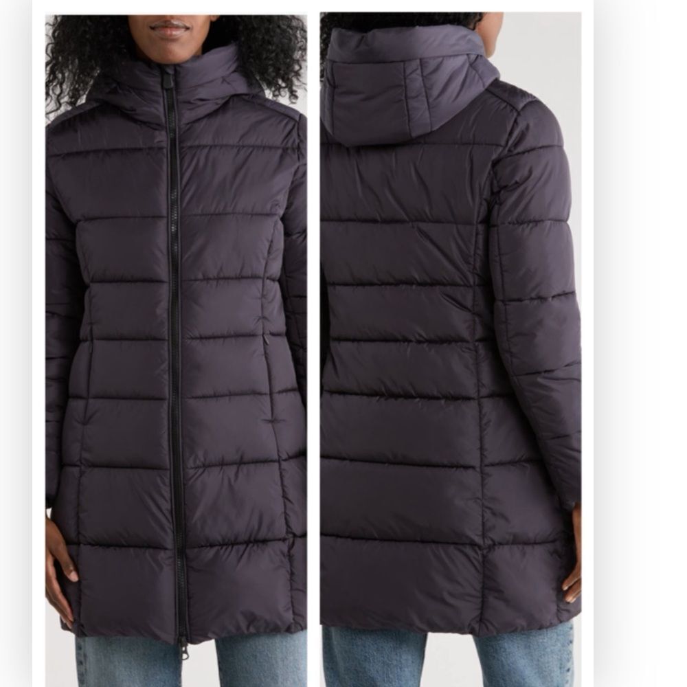Save the Duck Luis Hooded Animal-free puffer coat in black $348